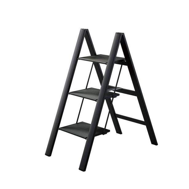Taloustikas Hasegawa SlimStep, 3-askelmaa, alumiini, musta