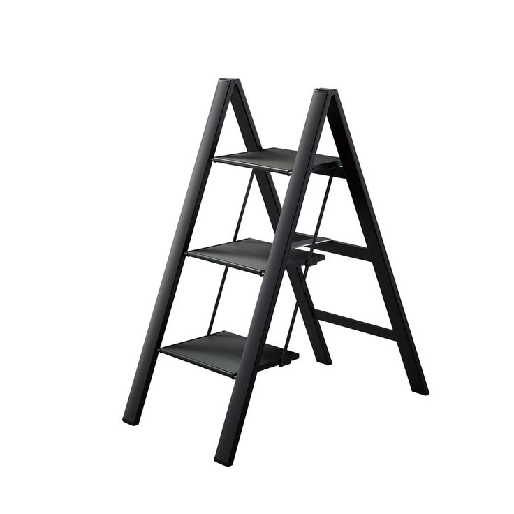 Taloustikas Hasegawa SlimStep, 3-askelmaa, alumiini, musta