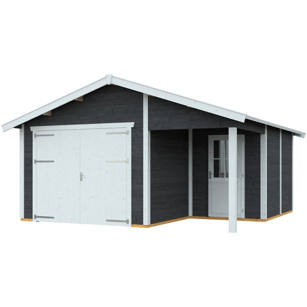Autotalli Skan Holz Varberg 2, 26.3m², harmaa