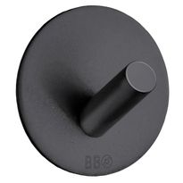Koukku Beslagsboden BB1090, tarrakiinnitteinen, musta