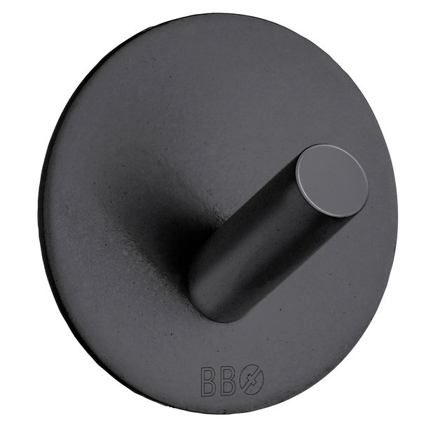 Koukku Beslagsboden BB1090, tarrakiinnitteinen, musta