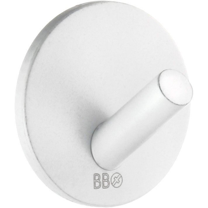 Koukku mini Beslagsboden BX1080, tarrakiinnitteinen, mattavalkoinen rst