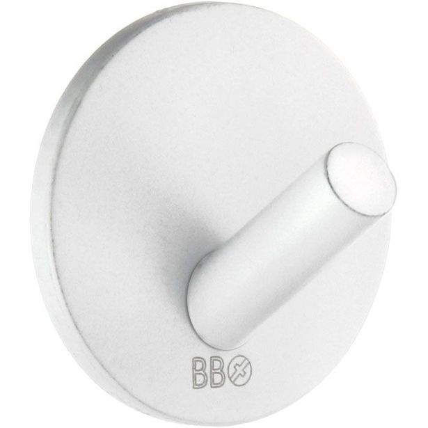 Koukku mini Beslagsboden BX1080 tarrakiinnitteinen mattavalkoinen rst