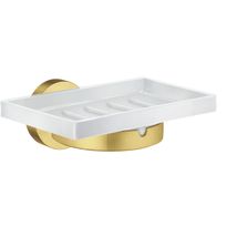Saippuakuppiteline Smedbo Home HV342P, harjattu messinki/posliini
