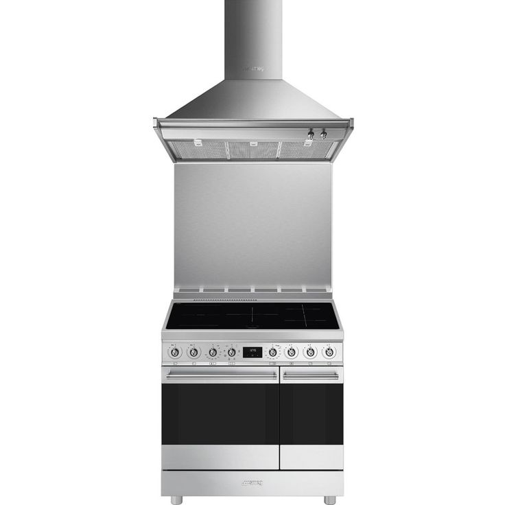 Keittiöpaketti Smeg - CG92IXT induktioliesi, kaksoisuuni, roiskesuoja ja liesituuletin, 90 cm, rst