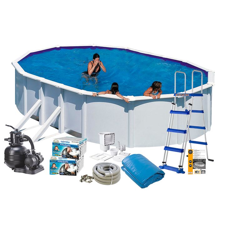 Uima-allaspaketti Swim & Fun Basic 120, 730 x 375 cm valkoinen