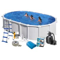 Uima-allaspaketti Swim &amp; Fun 132 soikea 610 x 375 cm valkoinen