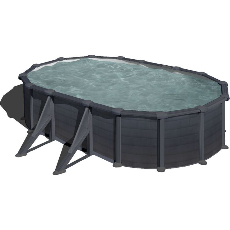 Uima-allas Gre by Swim & Fun, ovaalinmuotoinen, 500x300x132cm, grafiitinmusta, ulkopuoliset tuet