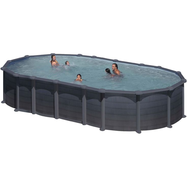 Uima-allas Gre by Swim & Fun, ovaalinmuotoinen, 730x375x132cm, grafiitinmusta