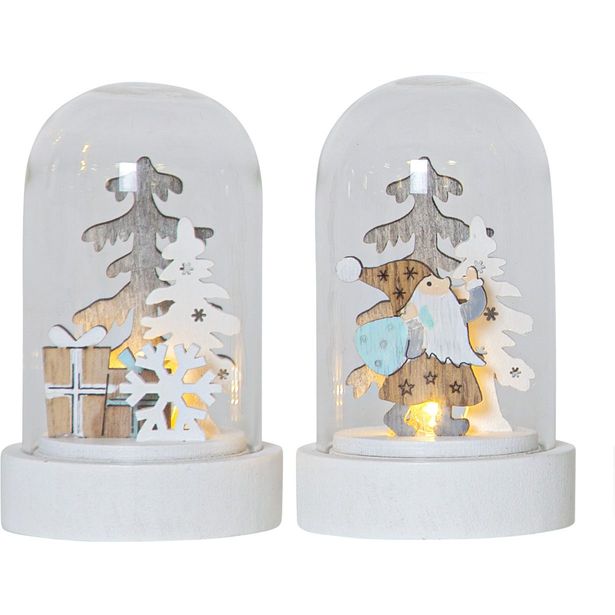 LED-pöytäkoriste Star Trading Reinbek, 2-osainen, Ø5.5x9cm, valkoinen