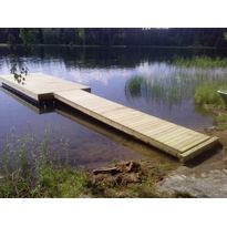 Laituri Savorak kansi 2,4x6,0m + kävelysilta 1,2x5m putkiponttonit 2x5800mm + 1x1200mm