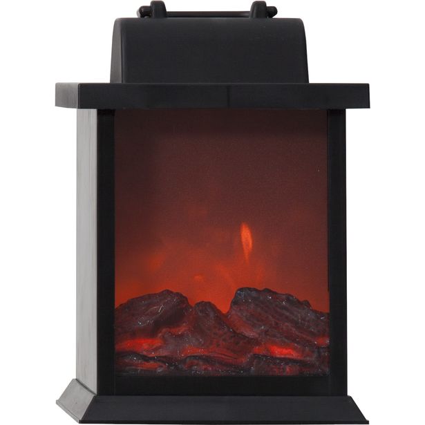LED-lyhty Star Trading Fireplace, 21cm, musta