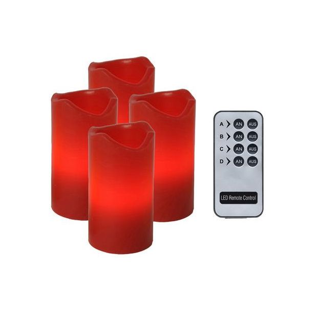 LED-pöytäkynttilä Star Trading Advent, 10cm, punainen, 4 kpl + kaukosäädin
