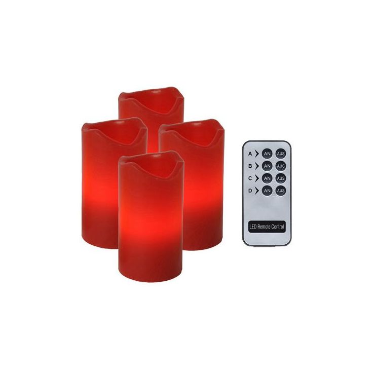 LED-pöytäkynttilä Star Trading Advent, 10cm, punainen, 4 kpl + kaukosäädin