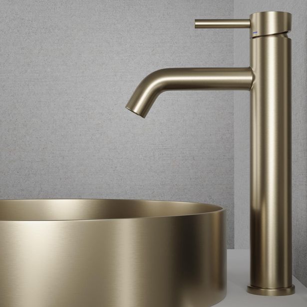 Pesuallashana Scandtap Steel Wave, korkea malli, Champagne