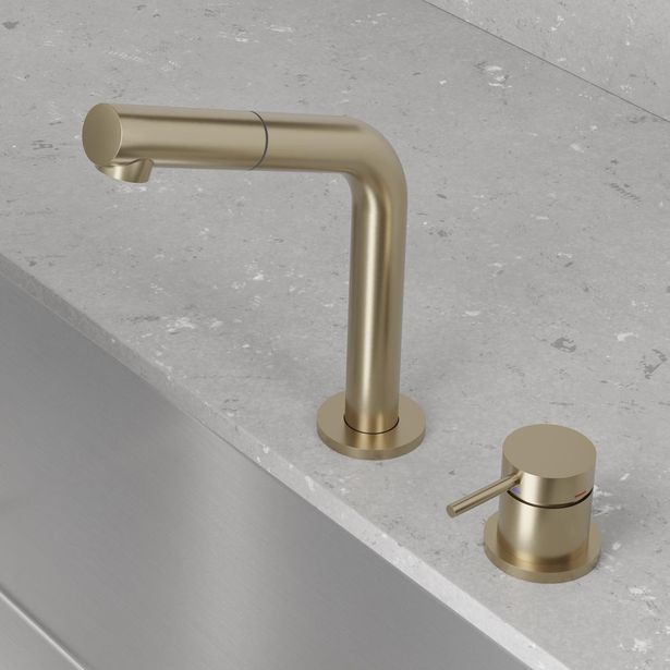 Keittiöhana Scandtap Steel Harmonized B2P, ulosvedettävällä juoksuputkella, Champagne