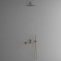 Sadesuihkusetti Scandtap Steel Harmonized 3x, termostaattihanalla ja juoksuputkella, Champagne