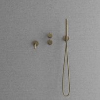 Suihkusetti Scandtap Steel Harmonized 4, termostaattihanalla ja juoksuputkella, Champagne