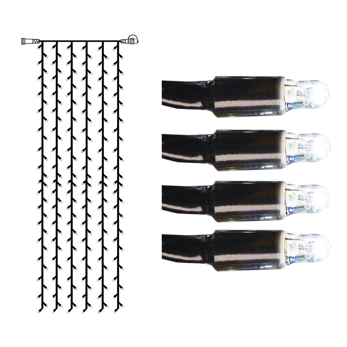 Valoverho System LED Extra musta 12W 204 valoa 1x4m kylmä valkoinen