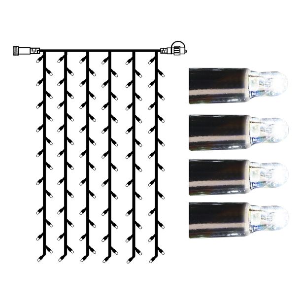 Valoverho System LED Extra musta 8W 102 valoa 1x2m kylmä valkoinen