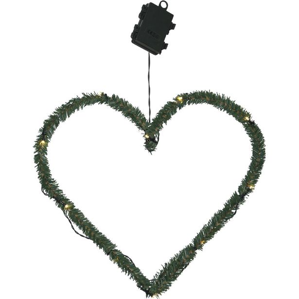 LED-kranssi Star Trading Line Heart, 380x400x2mm, vihreä