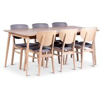 Ruokailuryhmä Stenexpo 180x90cm Odense-pöytä + 6 Fårö-tuolia jatkettava valkoöljytty tammi