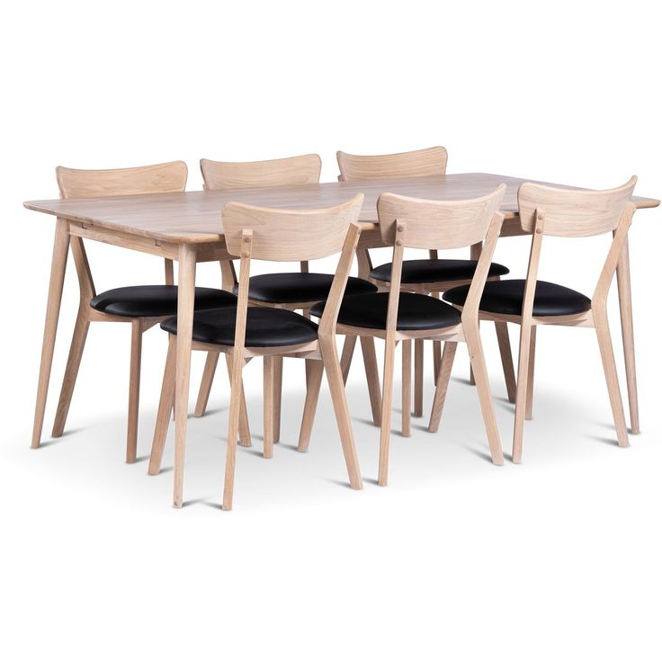 Ruokailuryhmä Stenexpo 180x90cm Odense-pöytä + 6 Eksjö-tuolia jatkettava valkoöljytty tammi