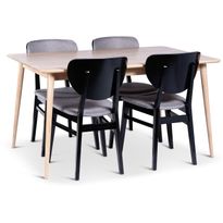 Ruokailuryhmä Stenexpo 140x90cm Odense-pöytä + 4 Borgholm-tuolia jatkettava tammi/saarni