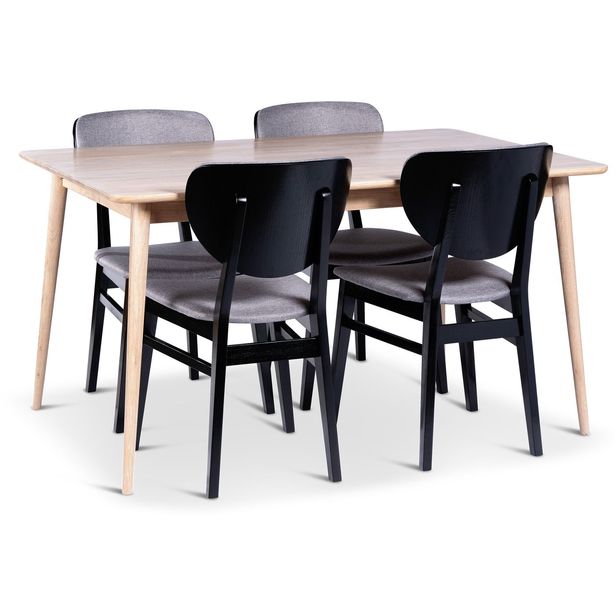Ruokailuryhmä Stenexpo 140x90cm Odense-pöytä + 4 Borgholm-tuolia jatkettava tammi/saarni