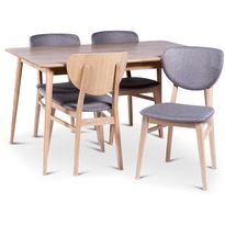 Ruokailuryhmä Stenexpo 140x90cm Odense-pöytä + 4 Fårö-tuolia jatkettava valkoöljytty tammi