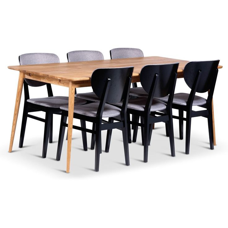 Ruokailuryhmä Stenexpo 180x90cm Alborg-pöytä + 6 Borgholm-tuolia jatkettava tammi mustaksi petsattu