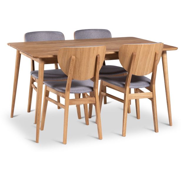 Ruokailuryhmä Stenexpo 140x90cm Alborg-pöytä + 4 Tjörn-tuolia jatkettava tammi
