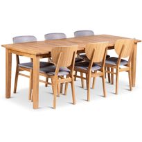 Ruokailuryhmä Stenexpo 160/210x90cm Visby-jatkopöytä + 6 Tjörn-tuolia tammi