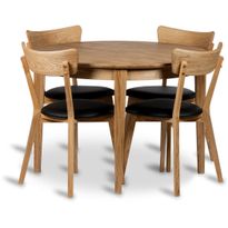 Ruokailuryhmä Stenexpo Ø110/150cm Rönne-jatkopöytä + 4 Växjö-tuolia tammi/musta