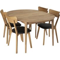 Ruokailuryhmä Stenexpo Ø110/150cm Alborg-jatkopöytä + 4 Växjö-tuolia tammi