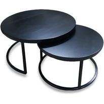 Sarjapöytä Stenexpo Edmonton Ø75x48cm + Ø58x41cm saarni mustapetsattu