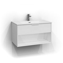 Allaskaappi Svedbergs Epos Relief, 80x45cm, valkoinen, 1 ltk, avohylly, integroitu vedin