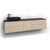 Allaskaappi Svedbergs Epos Sileä, 200x45cm, vaalea saarni, 2+1+2 ltk, push open