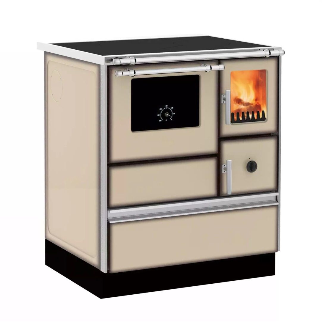 Puuliesi SVT Alfa 70 LUX lasiovella 6,3 kW 65 m2, hormilähtö vasemmalla, beige