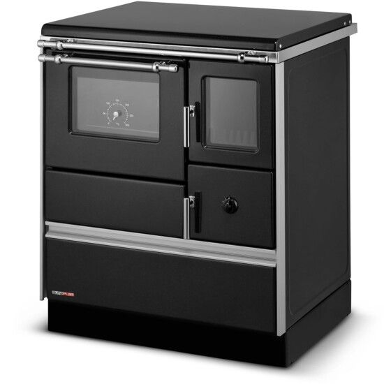Puuliesi SVT Alfa 70 LUX lasiovella, 6,3 kW, 65 m2, hormilähtö vasemmalla, musta