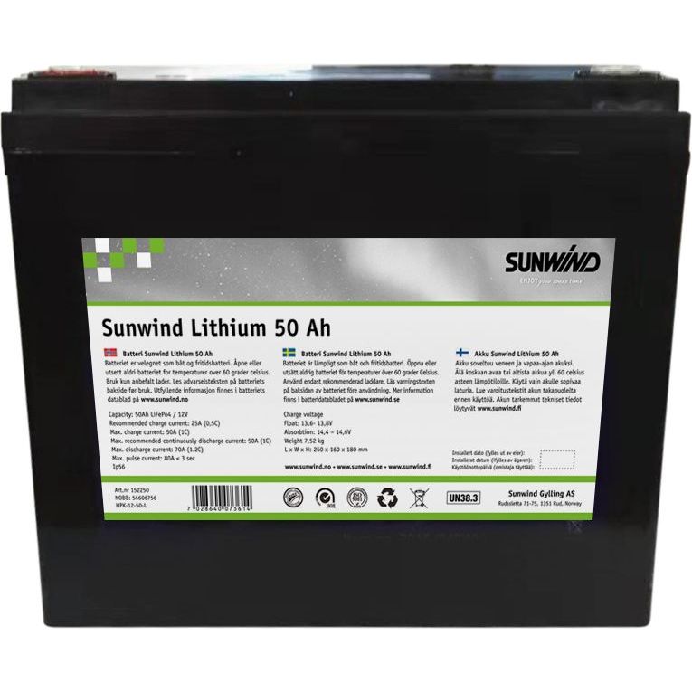 LFP-akku Sunwind 12V 50.0Ah