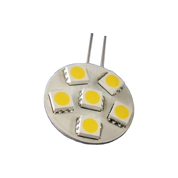 LED-lamppu Sunwind Baselite litteä 6SMD, G4, 1.2W, 12V, ø25mm, 145-165lm, 3000K, piikit sivussa