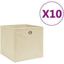 Säilytyslaatikot 10 kpl kuitukangas 28x28x28 cm kerma