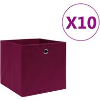 Säilytyslaatikot 10 kpl kuitukangas 28x28x28 cm tummanpunainen