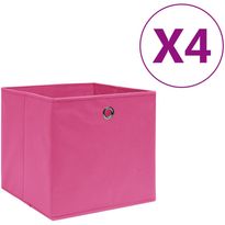 Säilytyslaatikot 4 kpl kuitukangas 28x28x28 cm pinkki