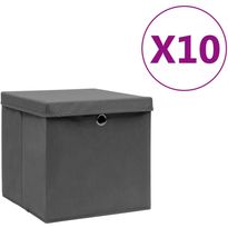 Säilytyslaatikot kansilla 10 kpl 28x28x28 cm harmaa