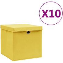 Säilytyslaatikot kansilla 10 kpl 28x28x28 cm keltainen