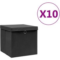 Säilytyslaatikot kansilla 10 kpl 28x28x28 cm musta