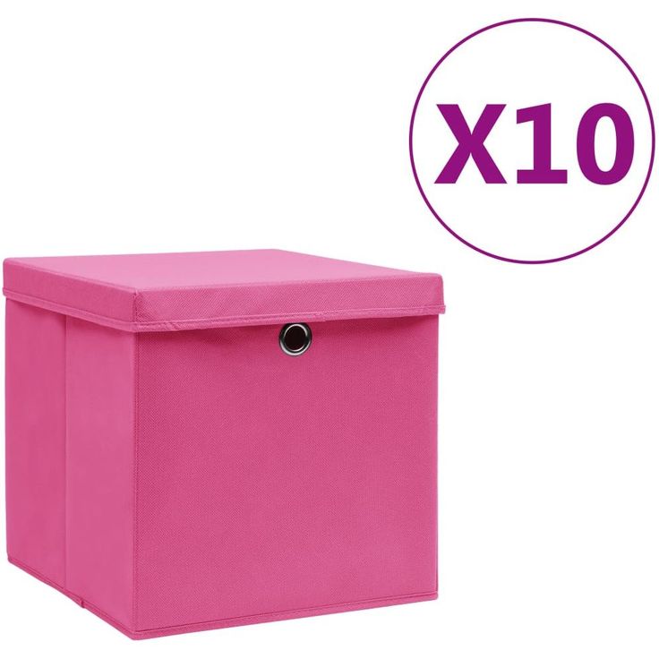 Säilytyslaatikot kansilla 10 kpl 28x28x28 cm pinkki_1