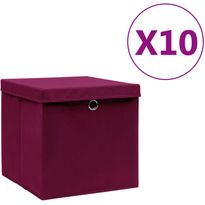 Säilytyslaatikot kansilla 10 kpl 28x28x28 cm tummanpunainen